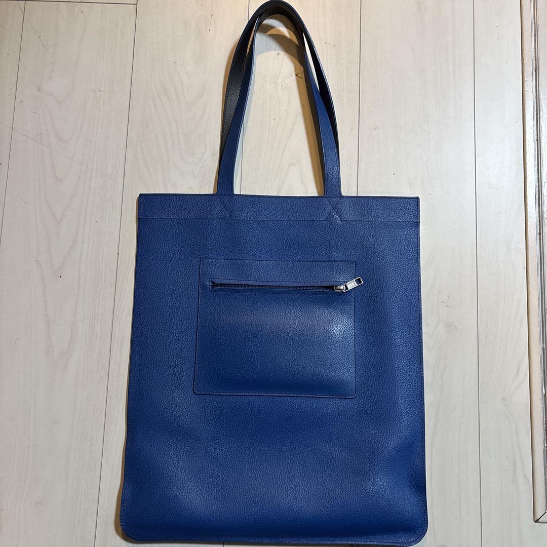 FURLA 青 レザー トートバッグ