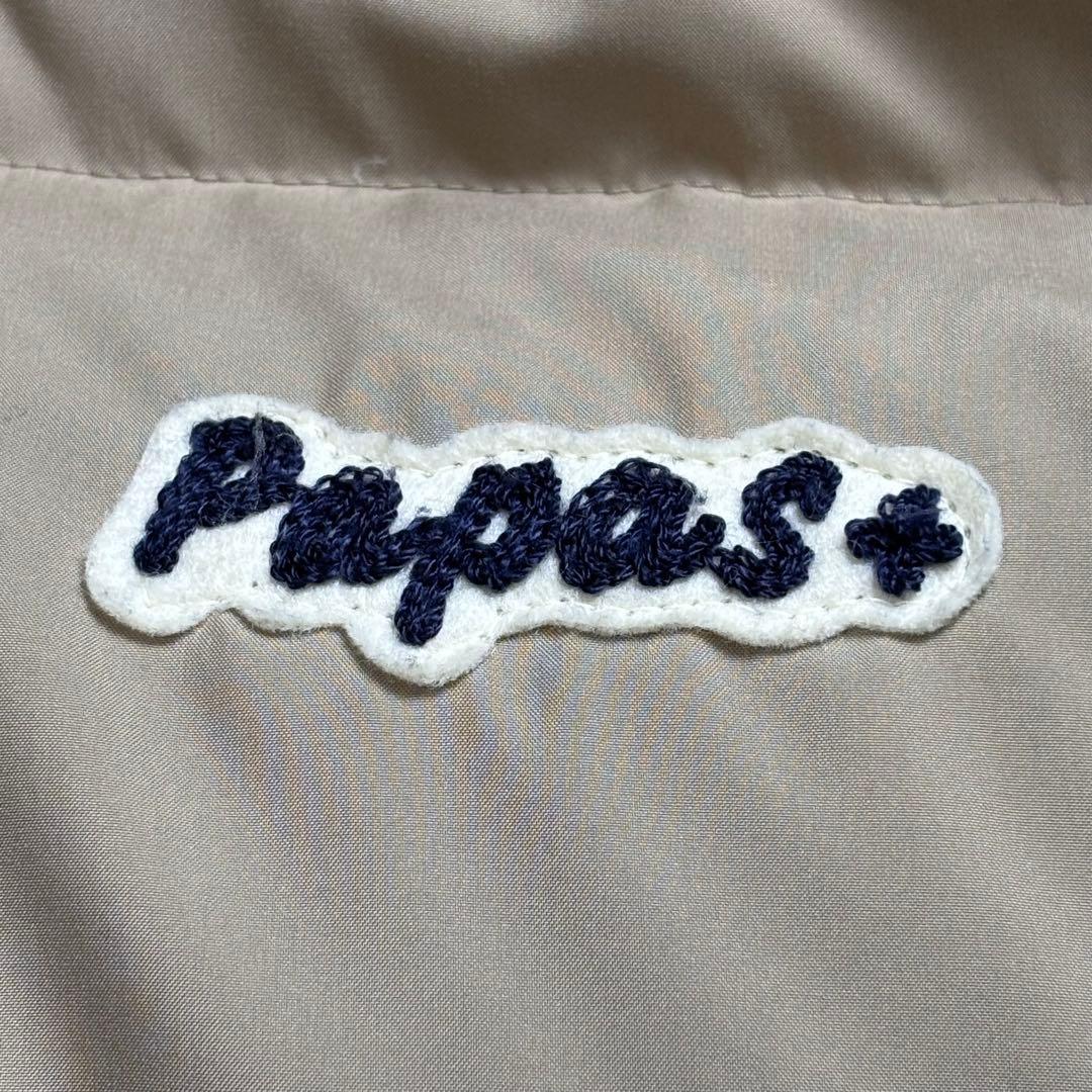 Papas + パパスプラス ダウンジャケット ワッペン フード L