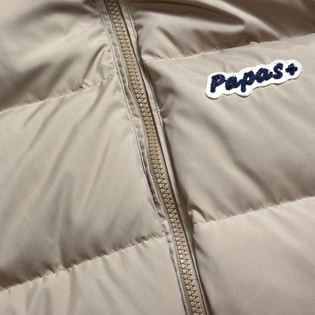 Papas + パパスプラス ダウンジャケット ワッペン フード L