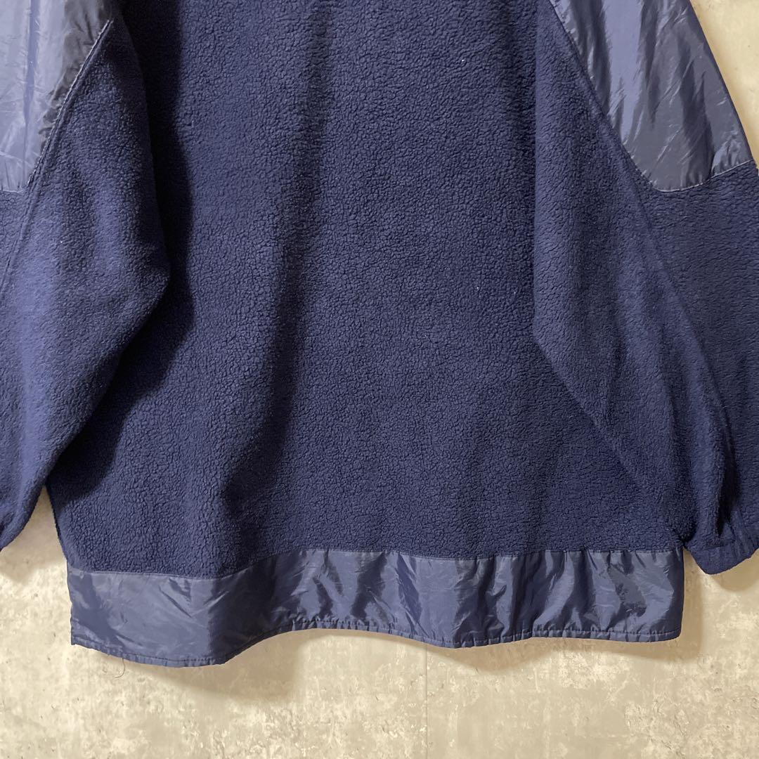 RalphLaurenラルフローレンハーフジップフリース紺ネイビー刺繍ロゴ90s