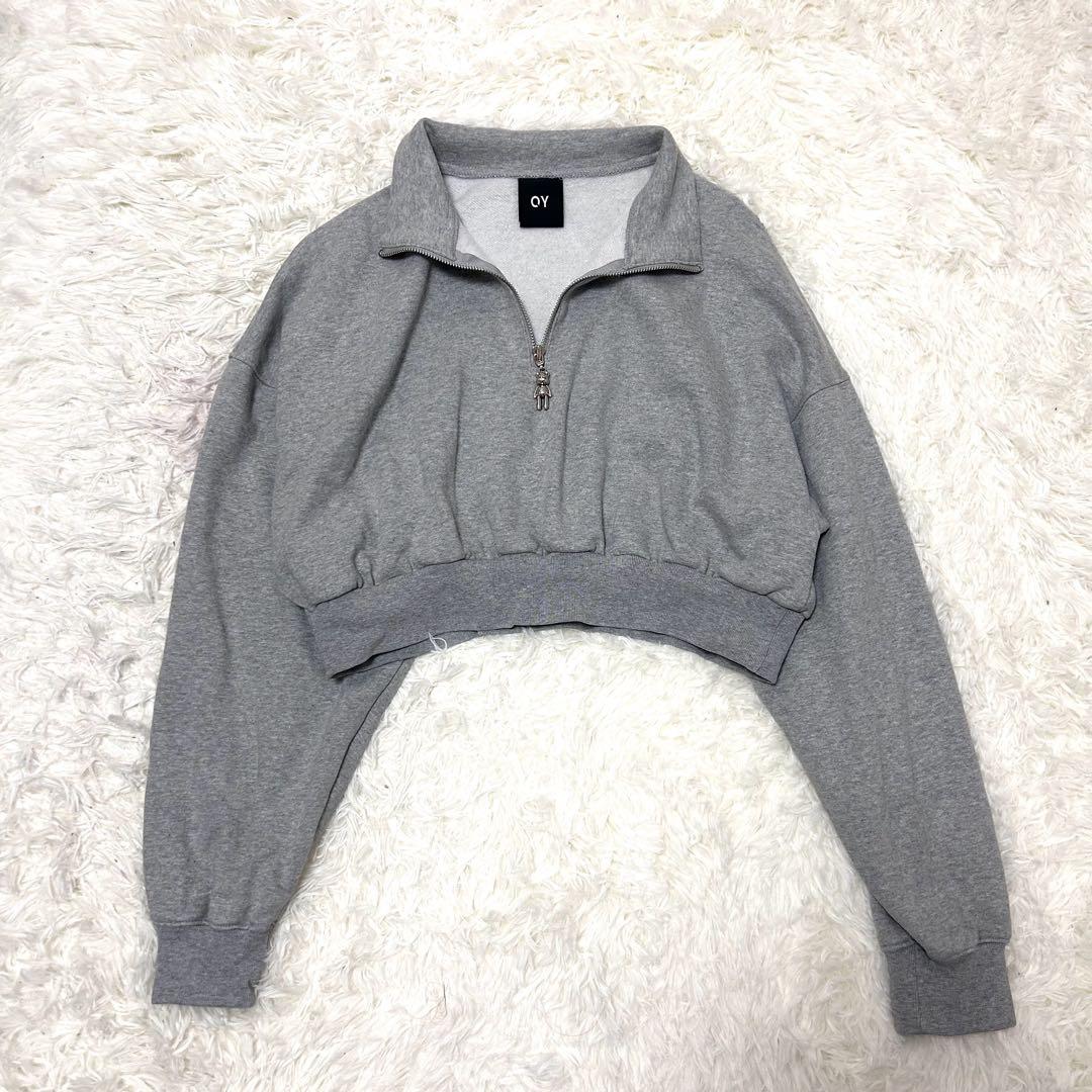 トップス LINE STONE ODOLLY POLA ZIPPER CROP MTM