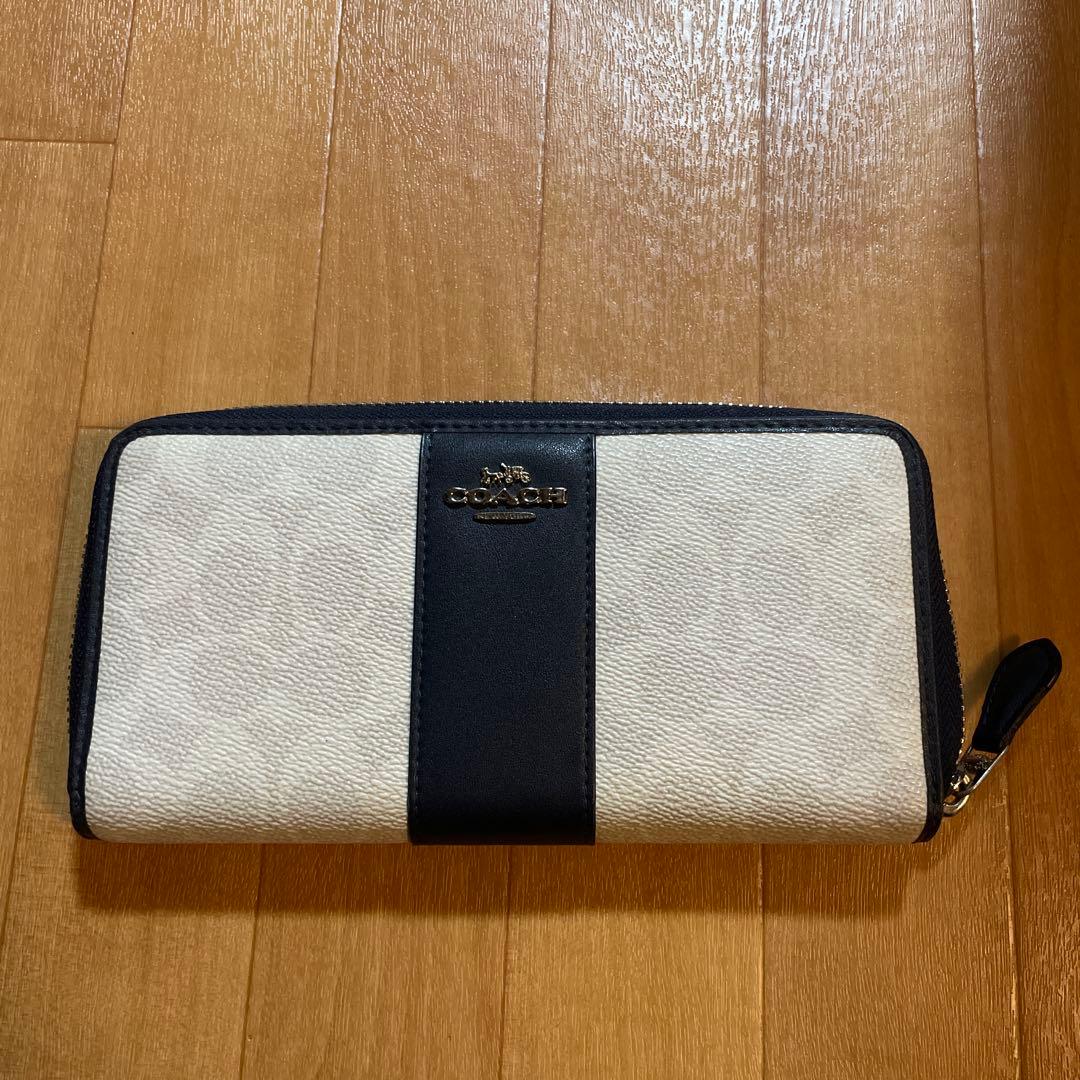 コーチ 長財布 ホワイト/ネイビー