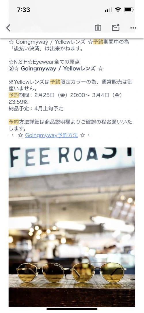 N.S.H NSH ティアドロップサングラス goingmyway 初期モデル N.S.H NSH ティアドロップサングラス goingmyway 初期モデル