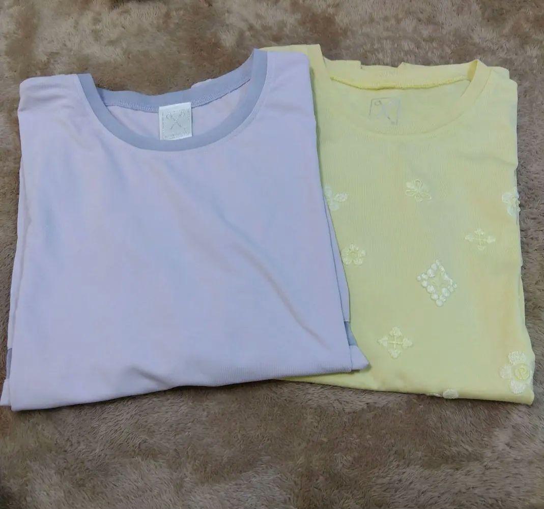 PUPULA ププラレディース 薄紫と黄色の半袖Tシャツ 2枚組
