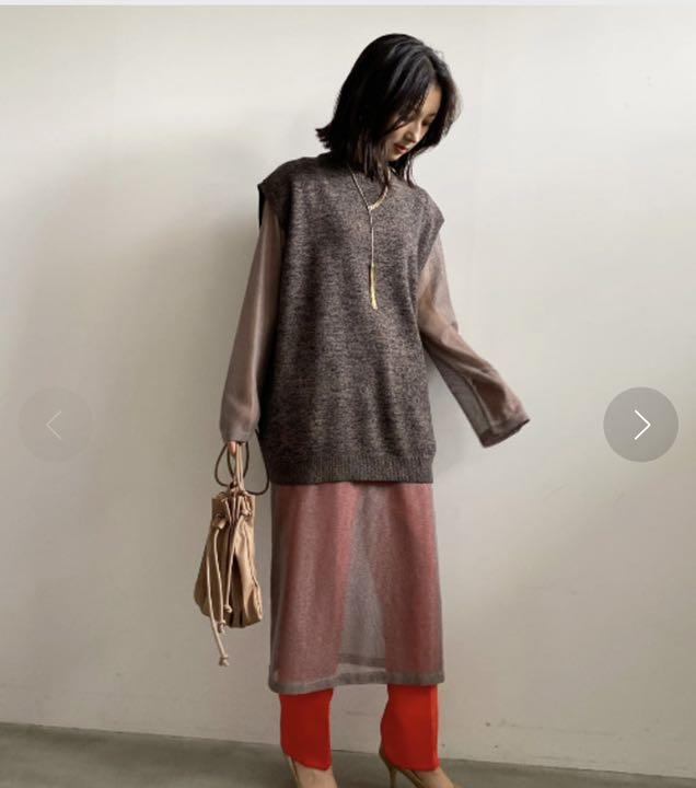 激安正規品 アメリヴィンテージ MESH VEST KNIT DOCKING ひざ丈