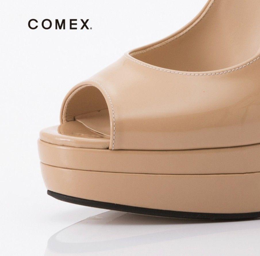 COMEX ベージュ オープントゥ ハイヒール