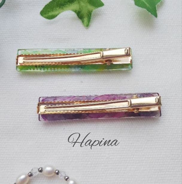 新作♪初夏デザイン お花レジンヘアクリップ 2個セット