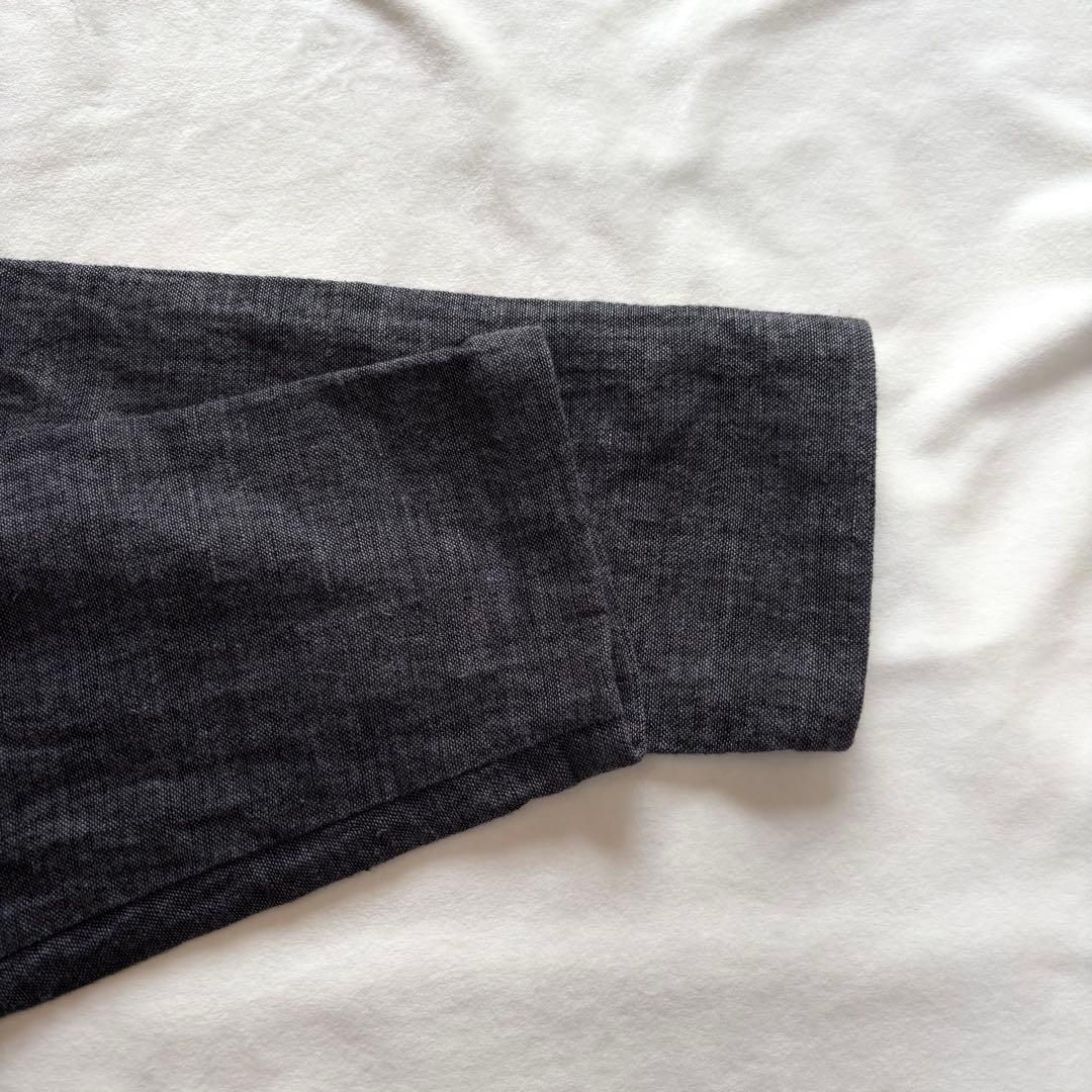 美品☆08Mabゼロハチマブ 訳あり　麻混　ノーカラーロングコート　チャコール