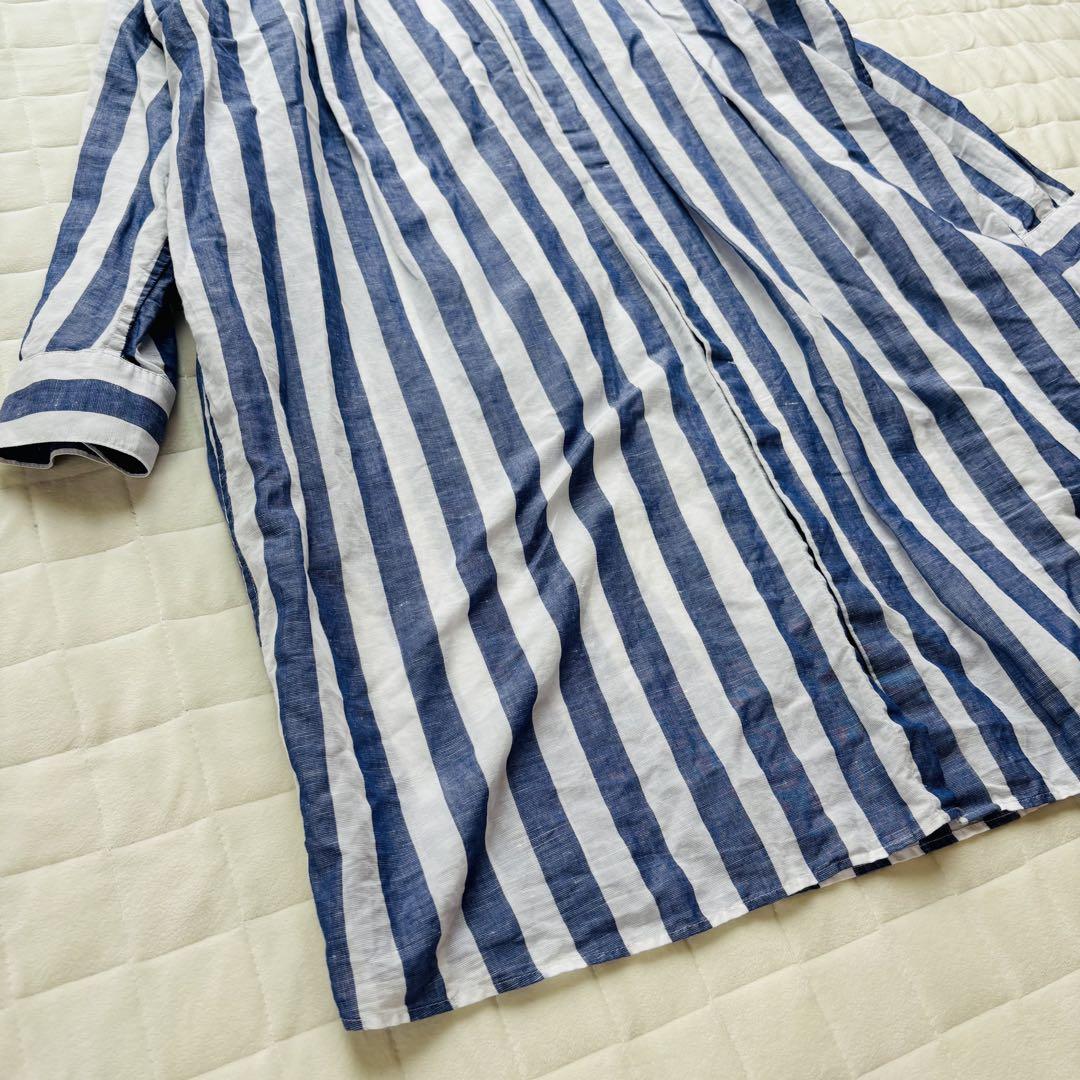 熱販売 アダムエロペ（38）コットンリネンスタンダードカラーギャザー トップス
