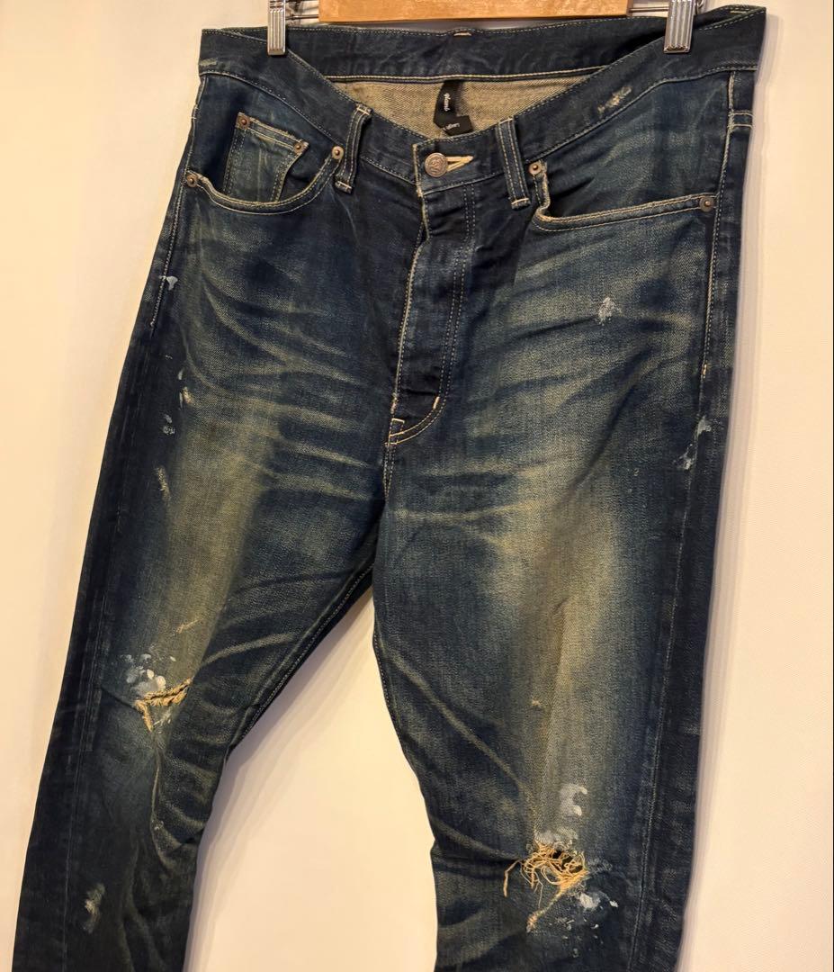 日本製 glamb グラム アンプラグドデニム クラッシュ加工 デニムパンツ 3