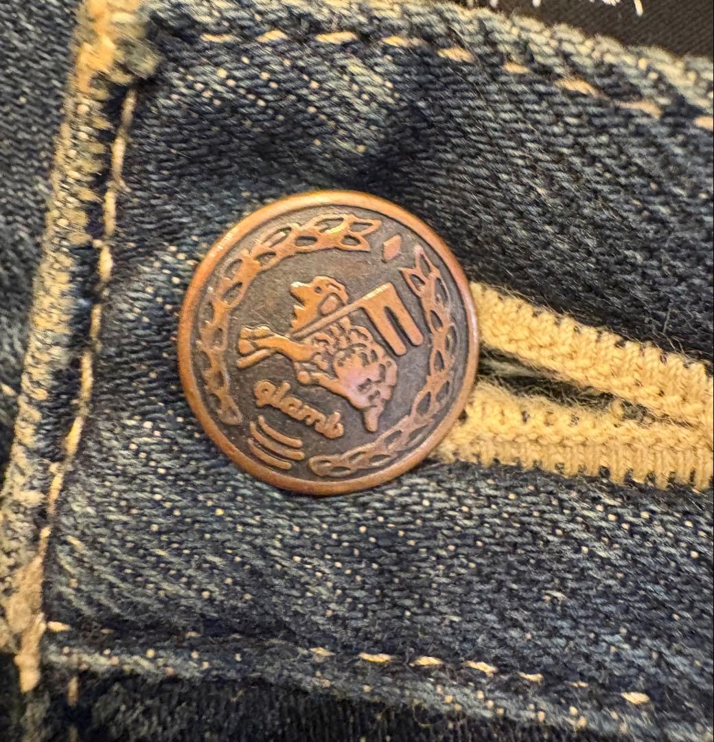 日本製 glamb グラム アンプラグドデニム クラッシュ加工 デニムパンツ 3