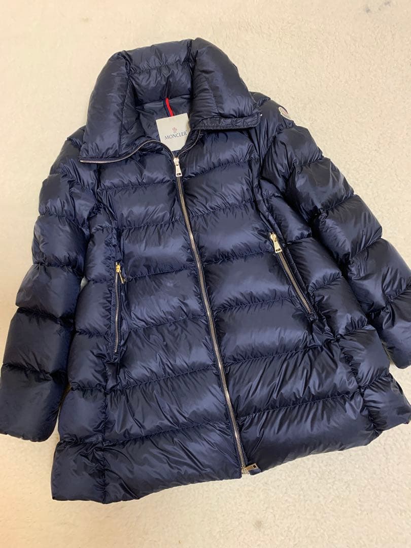 MONCLER ネイビー ダウンジャケット ファスナー ゴールド Aライン MM MONCLER