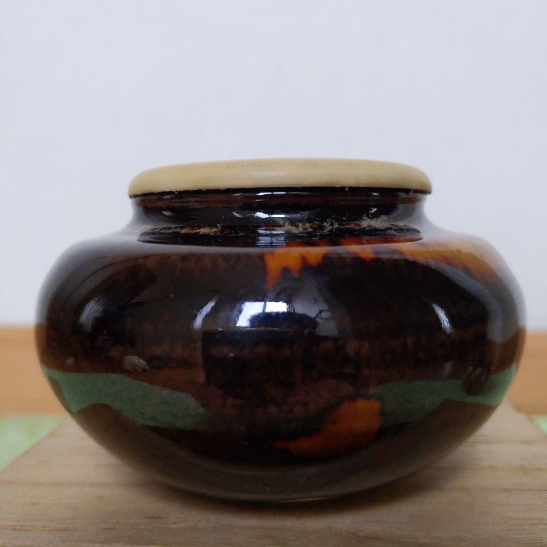 茶入　大海茶入　「定一」作　仕履付　松宝太胴入金襴　表千家　裏千家　【匿名配送】