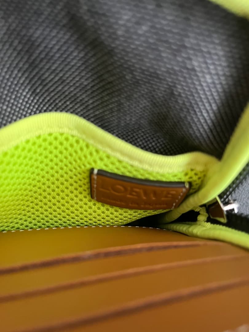 ロエベ Eye LOEWE Natureストラップ付 ポーチ グレー イエロー ロエベ