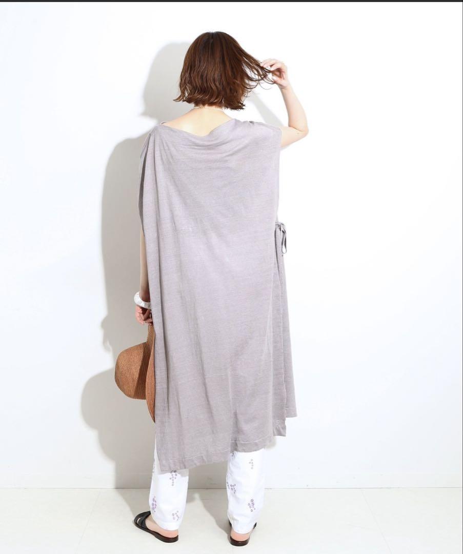美品 イエナラブークル リネンケープニット ロングニット パープル 定価1.9万