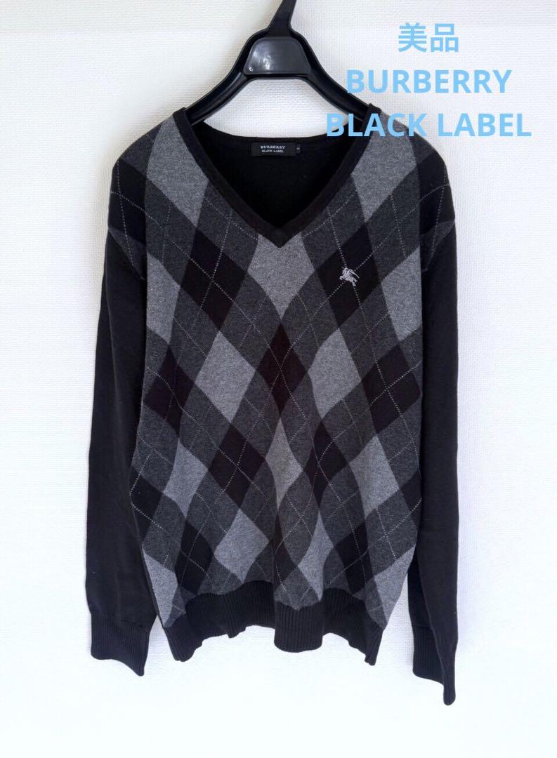 美品 BURBERRY BLACK LABEL メンズニット セーター ブラック