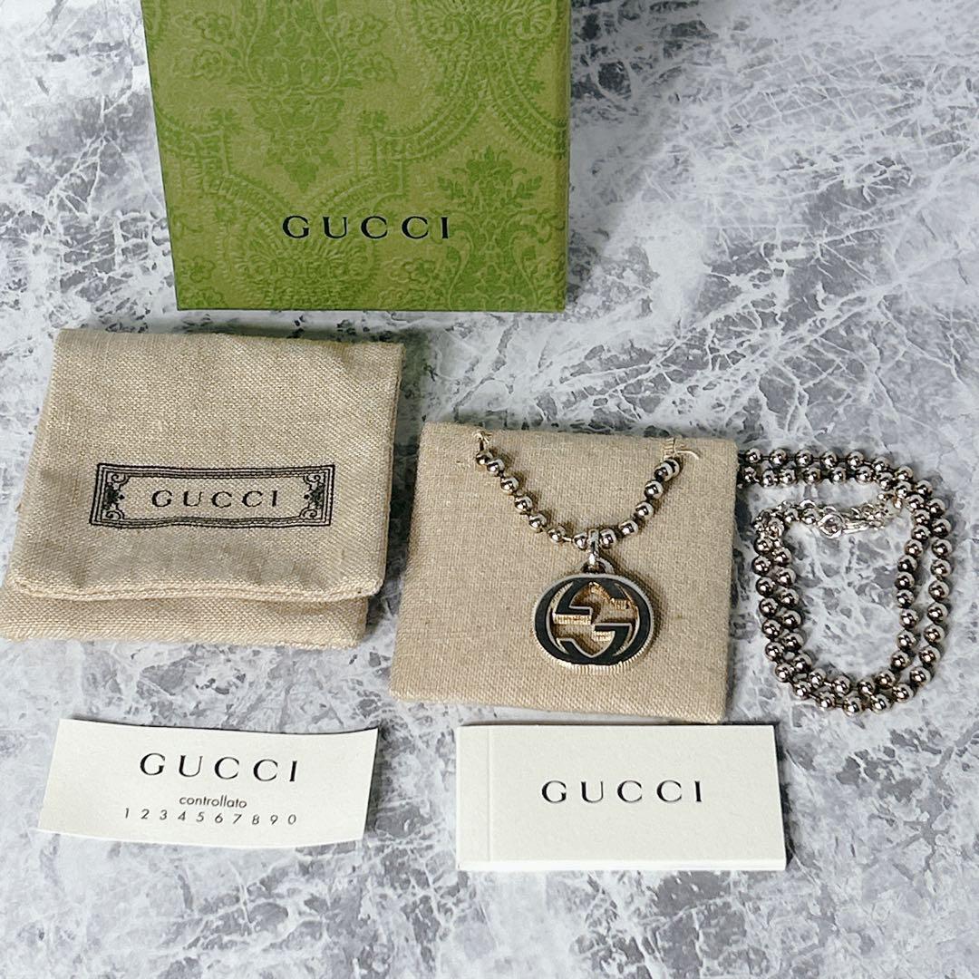 GUCCI グッチ　ネックレス　インターロッキング　ボールチェーン