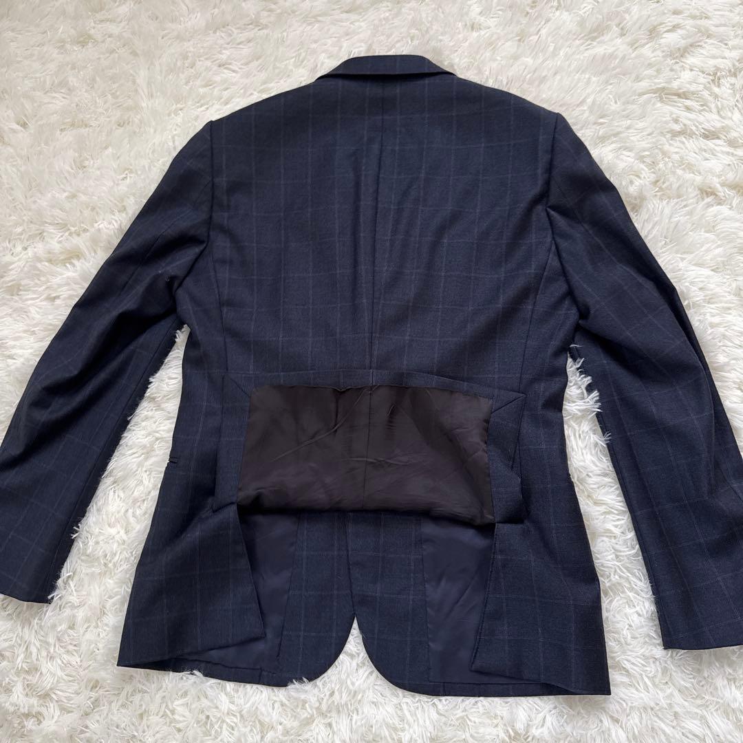 Piana濃紺チェック ジャケットジレM