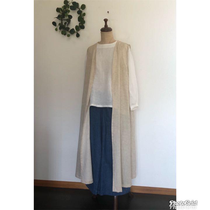 リネンコットン handmade ナチュラル EgBYt-m78086676677 *ロングジレ 得価正規品