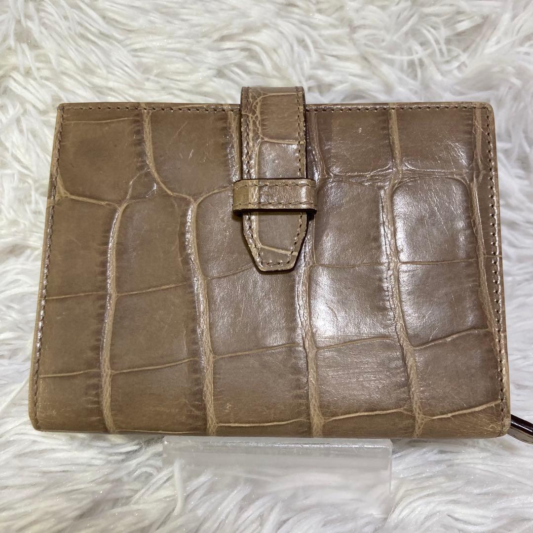 J&M DAVITSON 二つ折り財布 クロコ型押し レザー