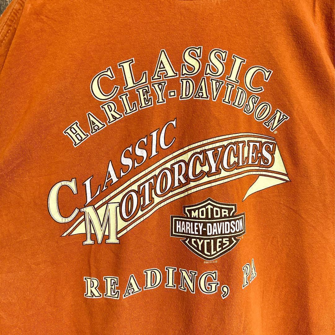 ハーレーダビッドソン Tシャツ ロゴ オレンジ アメリカン XL USA