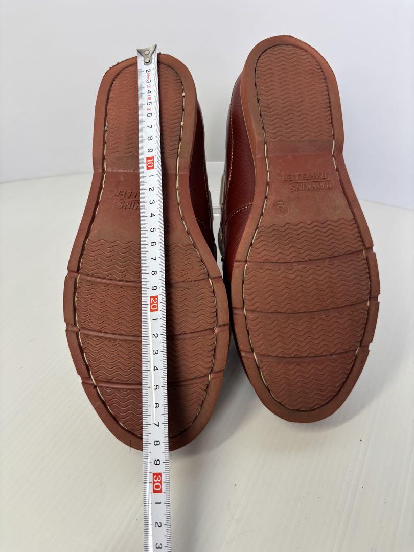 Hawkinsブラウン 茶色レザー デッキシューズ26cm 3Ｅ