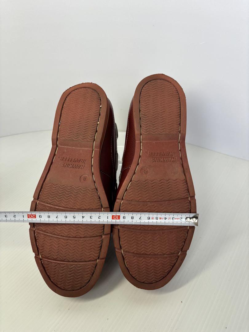 Hawkinsブラウン 茶色レザー デッキシューズ26cm 3Ｅ