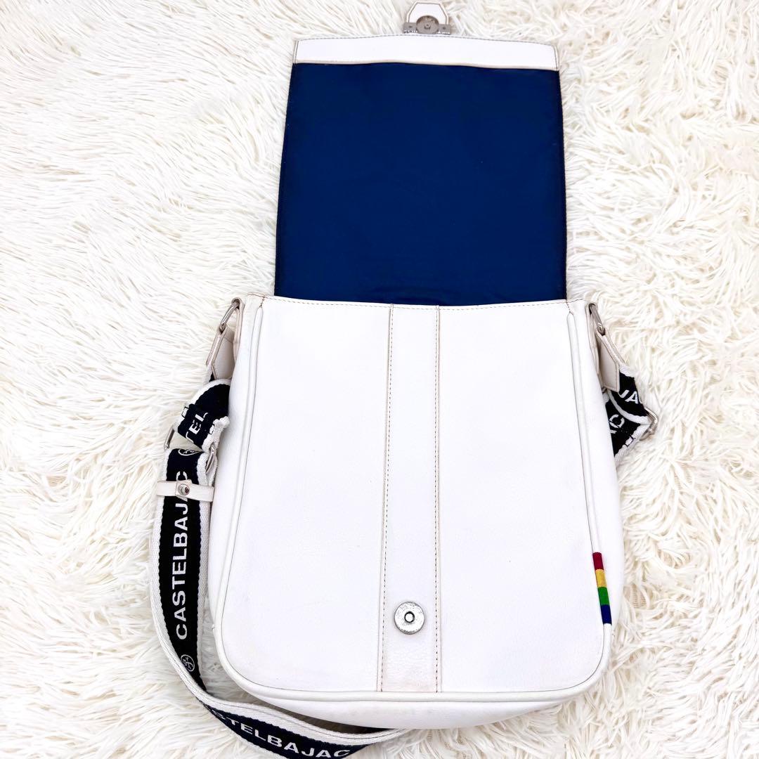【美品】カステルバジャック ショルダーバッグ 斜めがけ クロスボディ 白系 兼用
