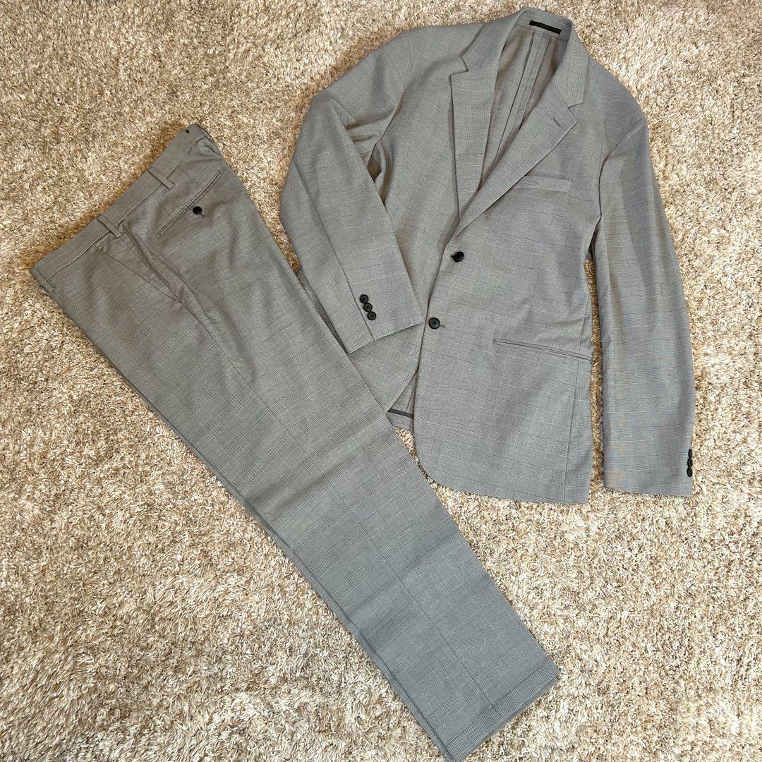 ユニクロ 感動ジャケット パンツ セットアップ スーツ グレンチェック XXL