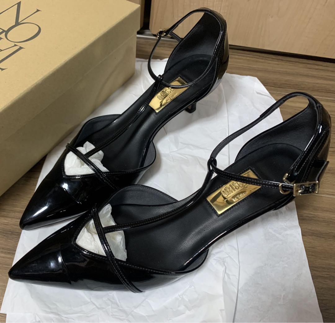 GRISE LE TALON 5cmポインテッドストラップセパレートパンプス