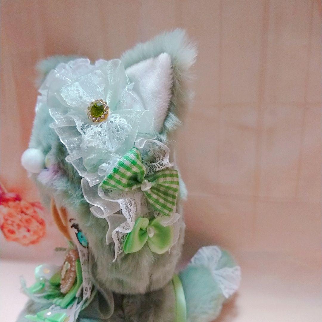 16cmღぬい服ღおすわりロリータ猫ちゃんღライトグリーン