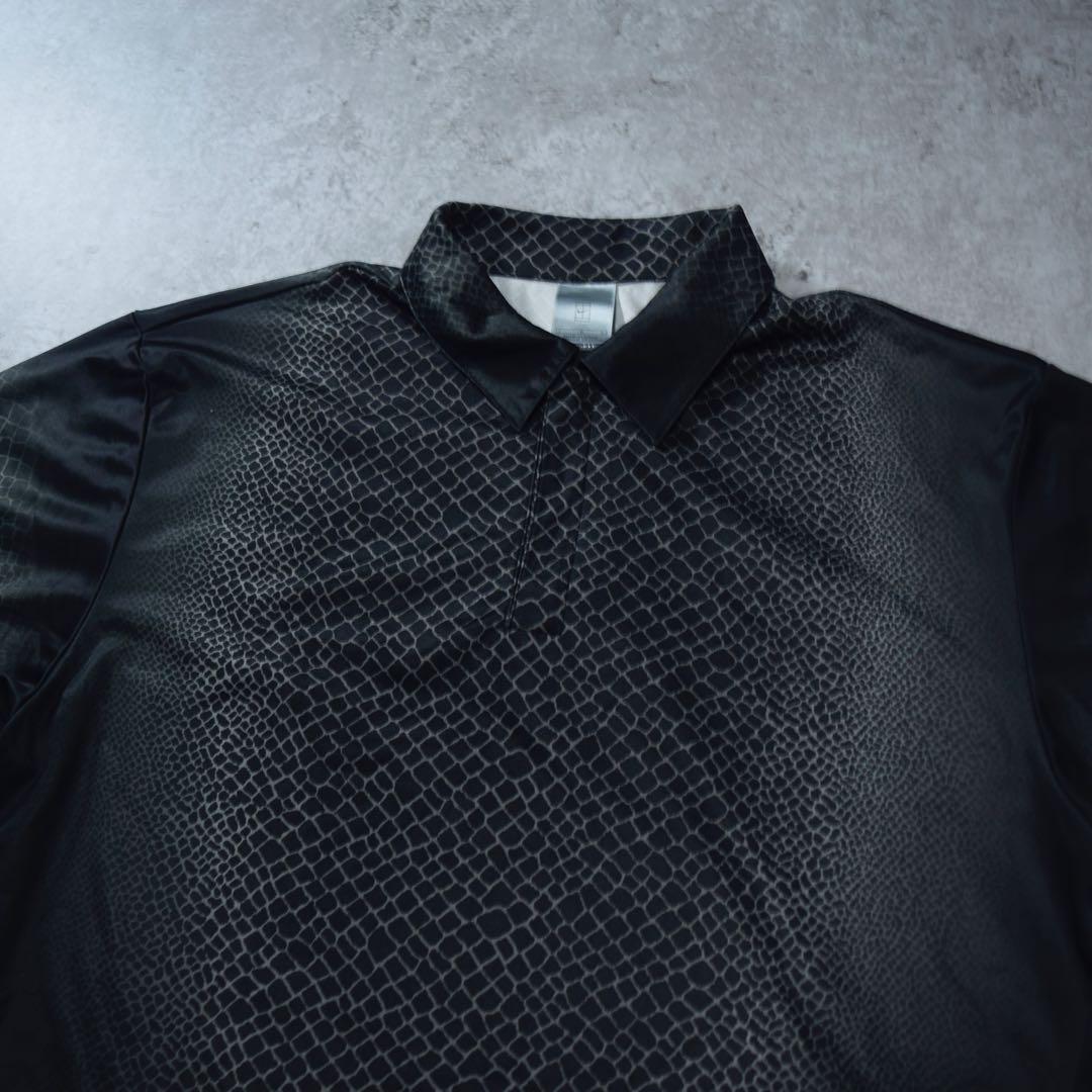 NIKE テニス 半袖ポロシャツ クロコ柄 ハーフジップ フェデラー着用 黒 NIKE テニス 半袖ポロシャツ クロコ柄 ハーフジップ フェデラー