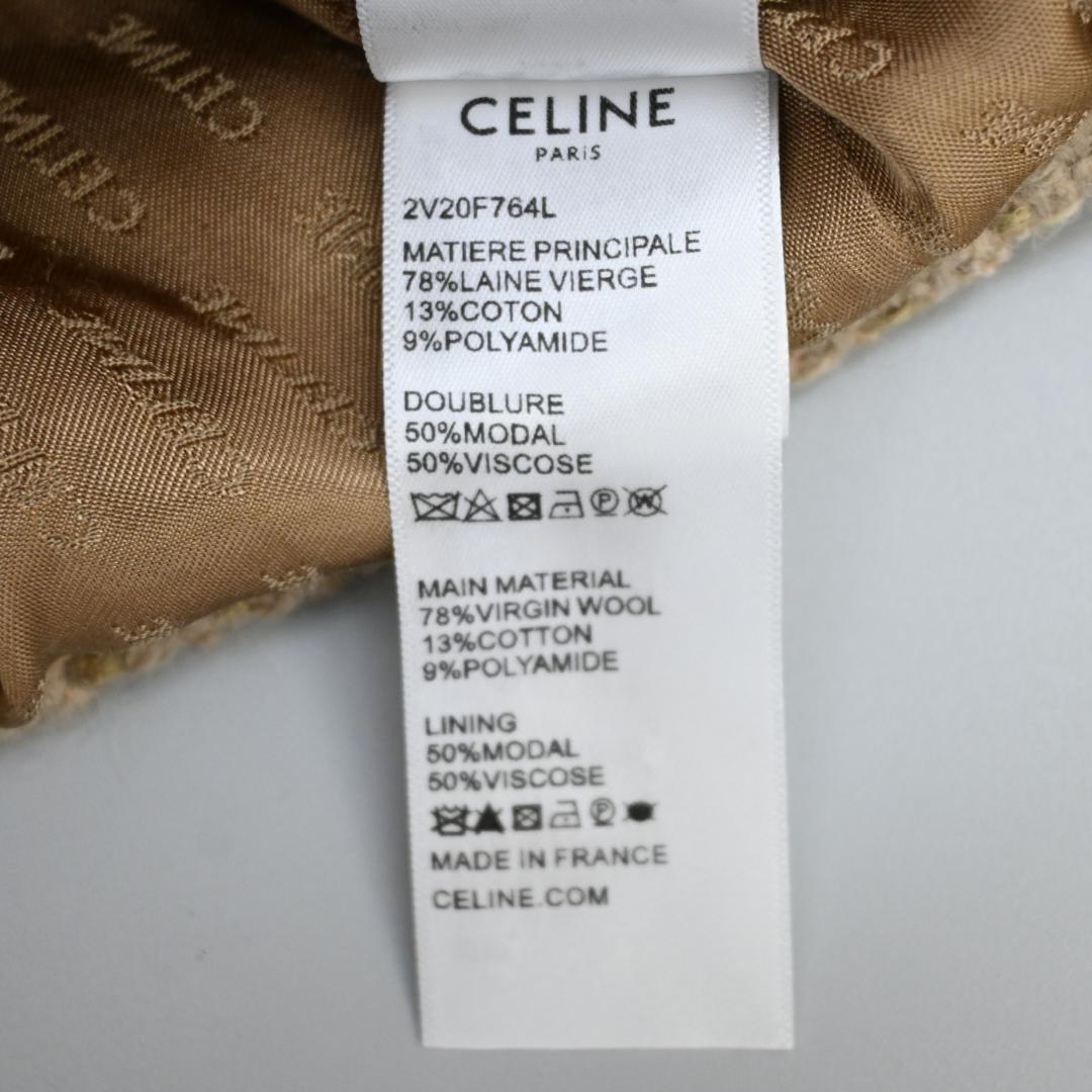 ■ 45373★CELINE セリーヌ ツイードジャケット 金ボタン　ノーカラー