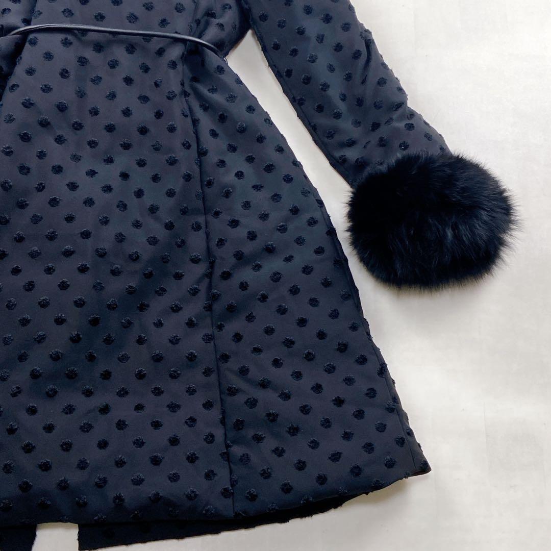 極美品 未使用級 フォックス 女優襟 ドット 水玉 リボン ポンポン Aライン 極美品 未使用級 フォックス 女優襟 ドット 水玉 リボン ポンポン Aライン