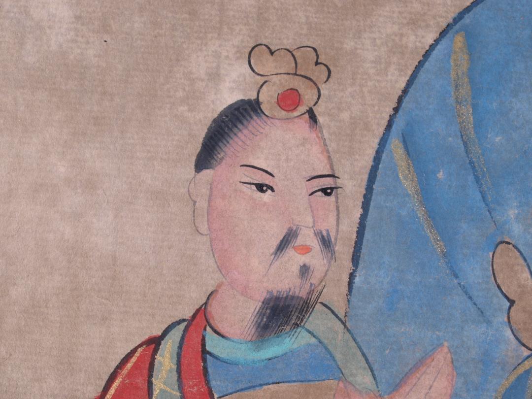 古民家整理品 中国清時代掛け軸 肉筆水彩絵 骨董品 唐物 R1700