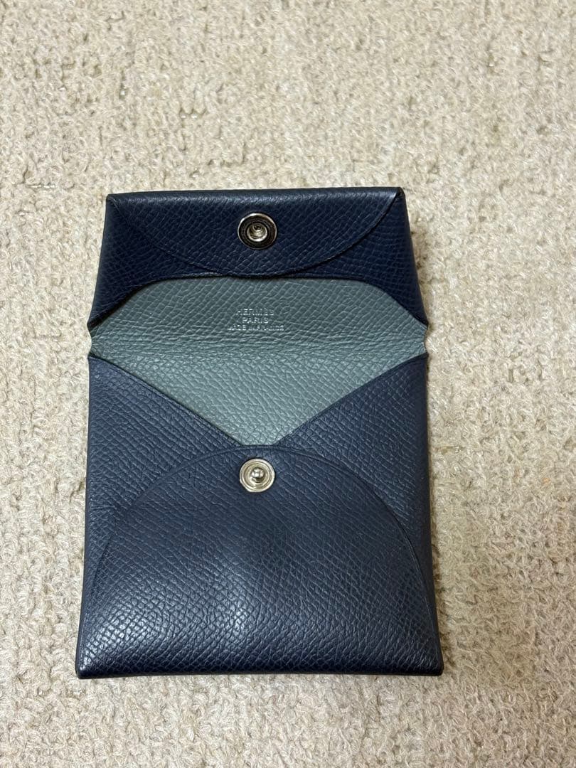 HERMES ネイビーブルーレザー コインケース　エルメス