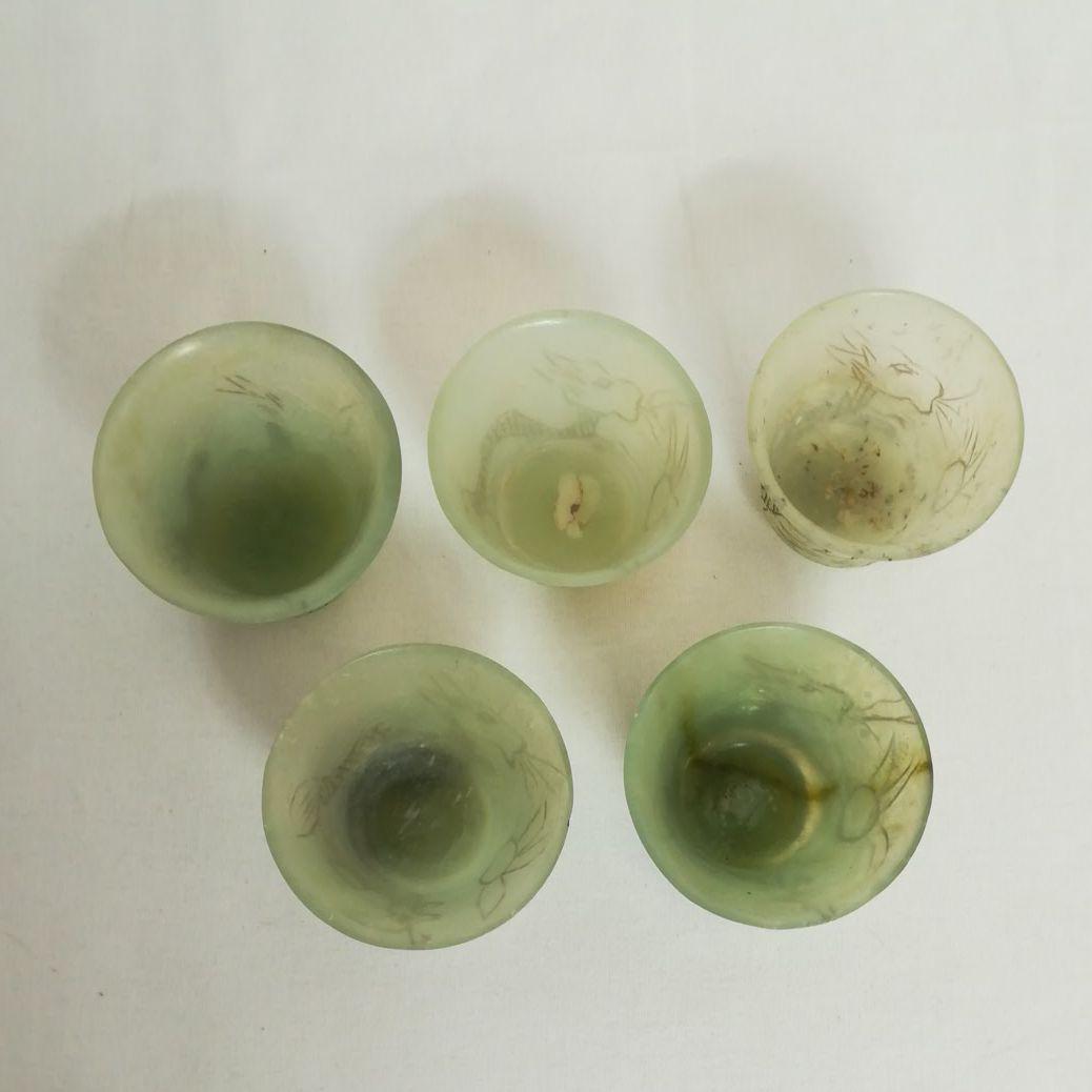 限定SALE格安 中国古玩 翡翠 煎茶碗 5客揃 czp0g-m78114608675 玉石 ヒスイ 在庫最新作