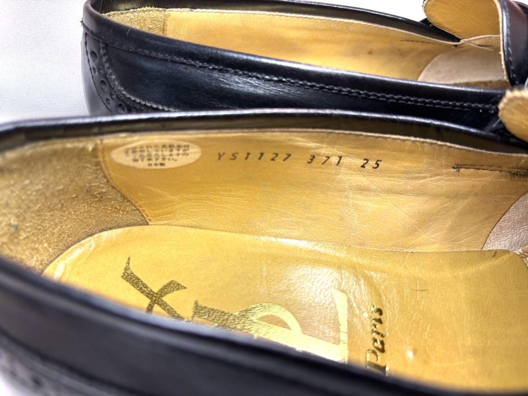 美品　YVES SAINT LAURENT タッセルローファー　25 黒　本革