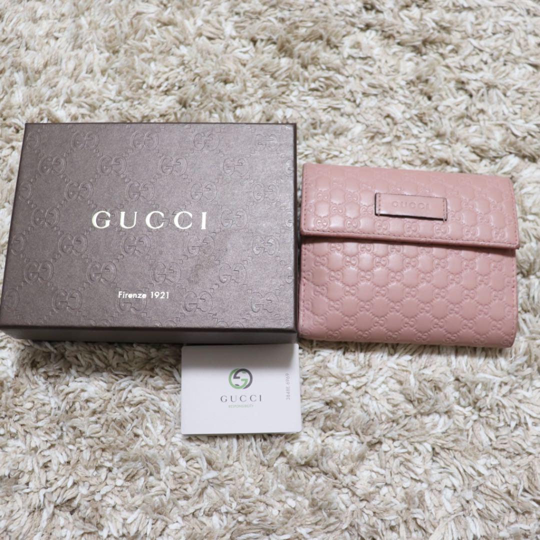 安いセール 箱付き 美品 GUCCI マイクロ GG シマ ロゴプレート くすみピンク 06IsG-m78127051708 豊富な大得価