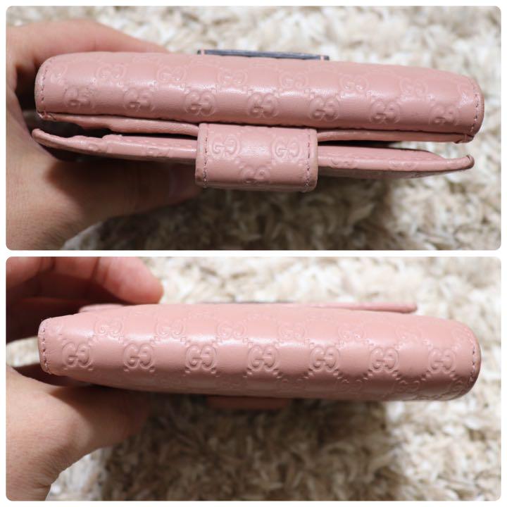 安いセール 箱付き 美品 GUCCI マイクロ GG シマ ロゴプレート くすみピンク 06IsG-m78127051708 豊富な大得価