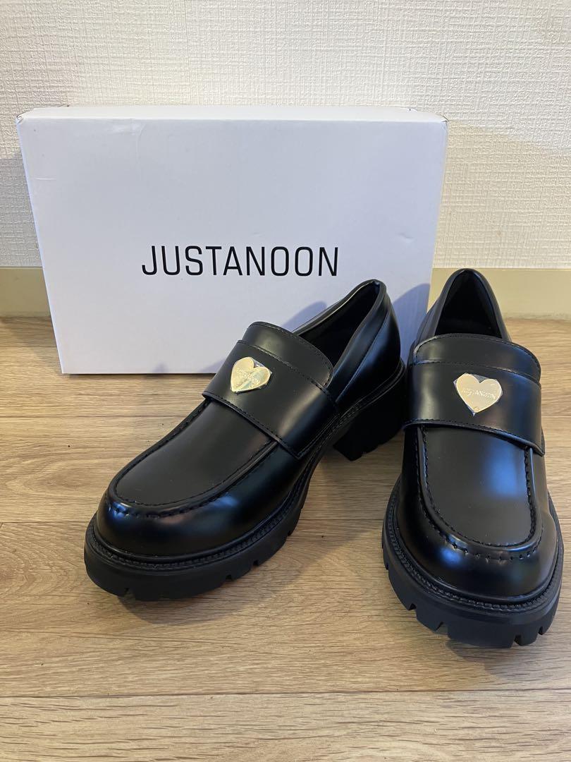 新品未使用JUSTANOONハート厚底ローファー　ブラックMサイズ