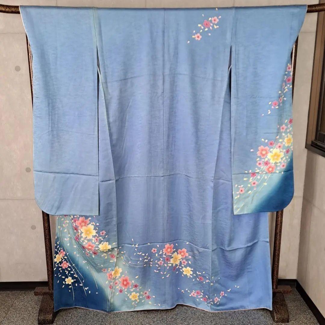振袖 レンタル 青 紺色 【Mサイズ 藍紺桜吹雪】 振袖 レンタル