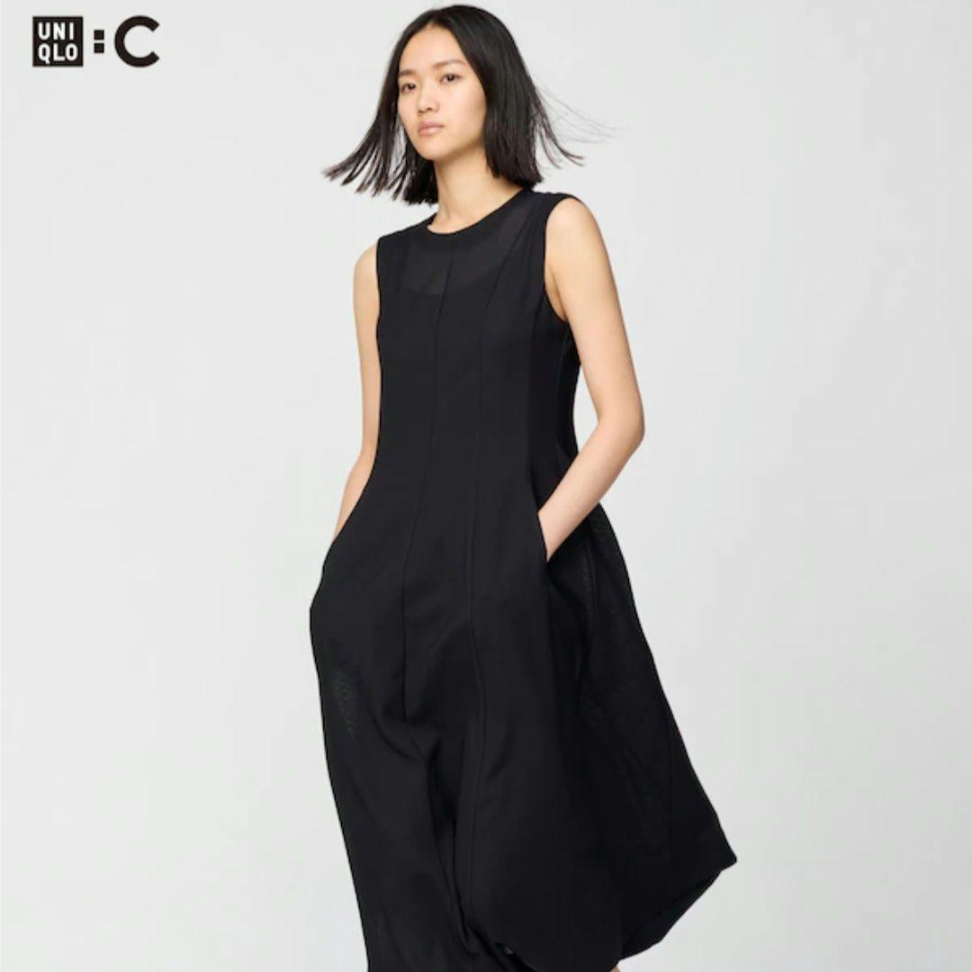 ✨️完売品✨️ユニクロ　C メッシュワンピースノースリーブ ブラック　XL