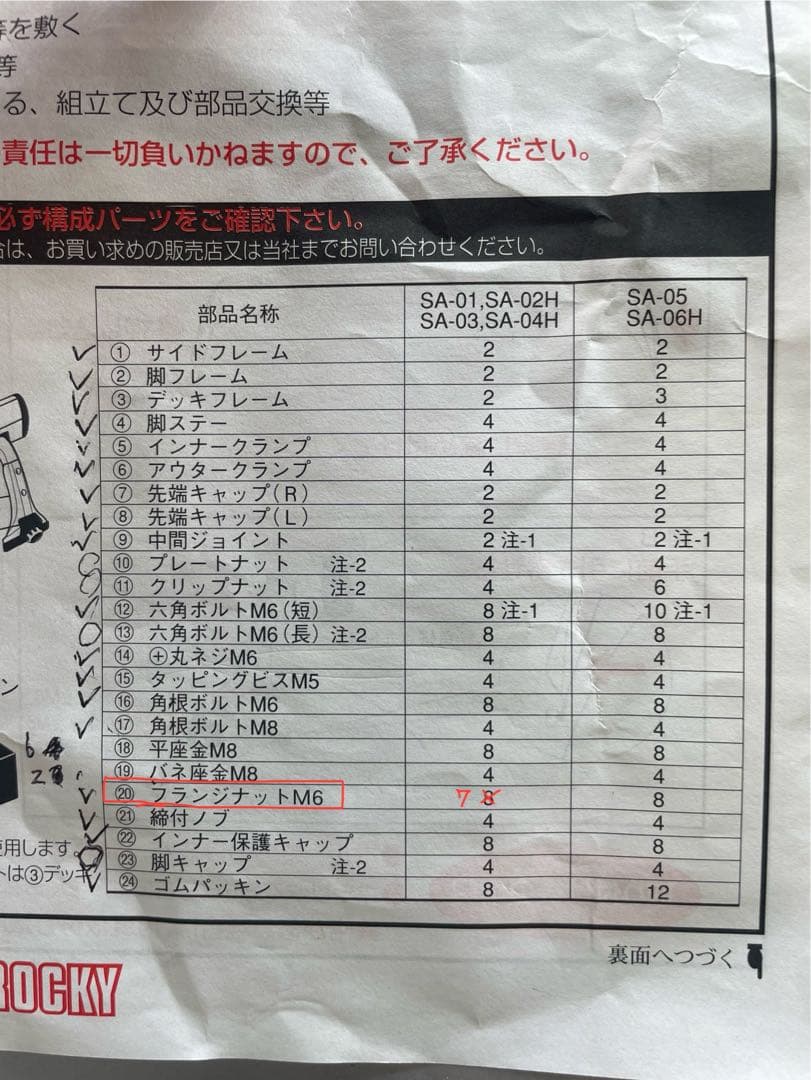 アルミ製ルーフキャリア SA-04H目立った傷や汚れなし