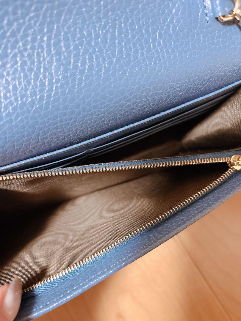 GUCCI グッチ チェーンウォレット　ショルダーバックブルー