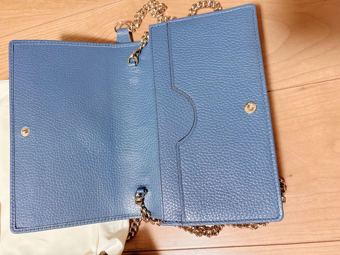 GUCCI グッチ チェーンウォレット　ショルダーバックブルー