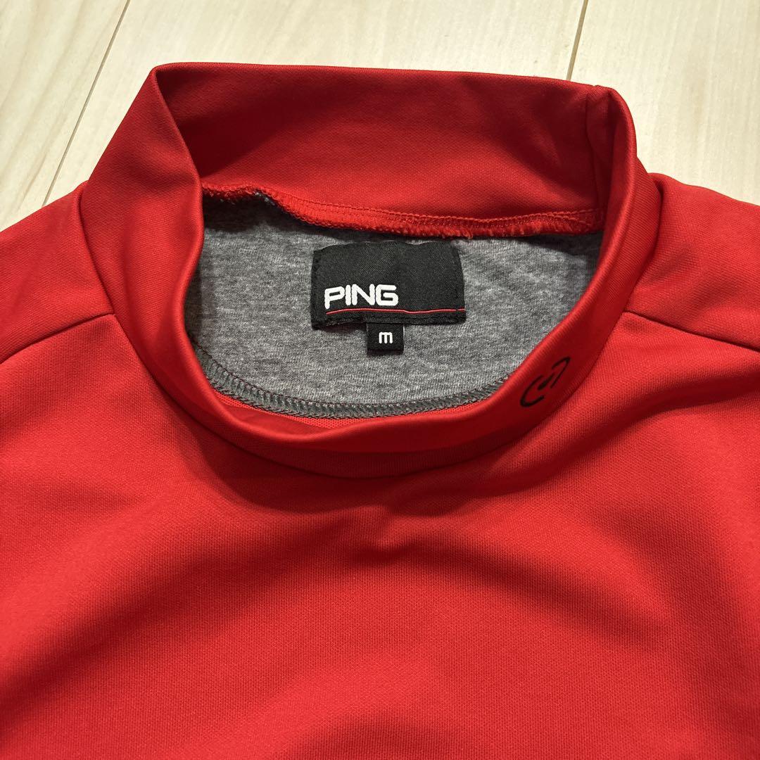 PING ピン ストレッチ モックネック 半袖 シャツ LL レッド ロゴ柄 PING - coco 未使用品 ピン PING メンズ 半袖シャツ L 赤 レッド