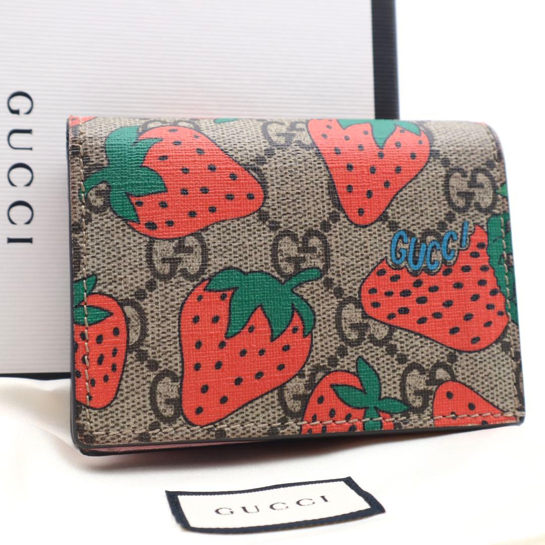 グッチ GGスプリーム ストロベリー コンパクトウォレット 折り財布GUCCI