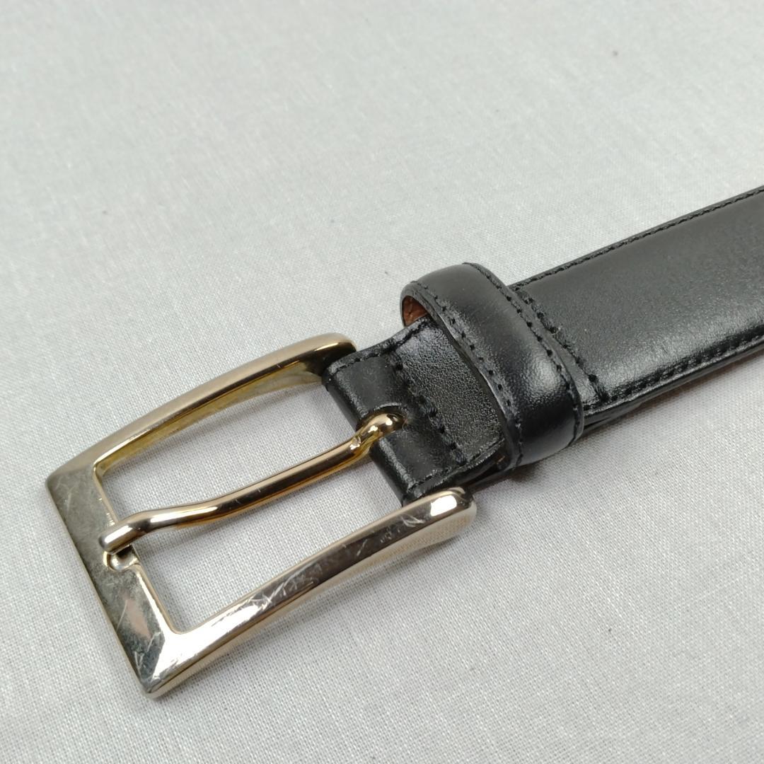 美品 イタリア製★ブルックス ブラザーズ メンズ レザーベルト 本革 黒 80