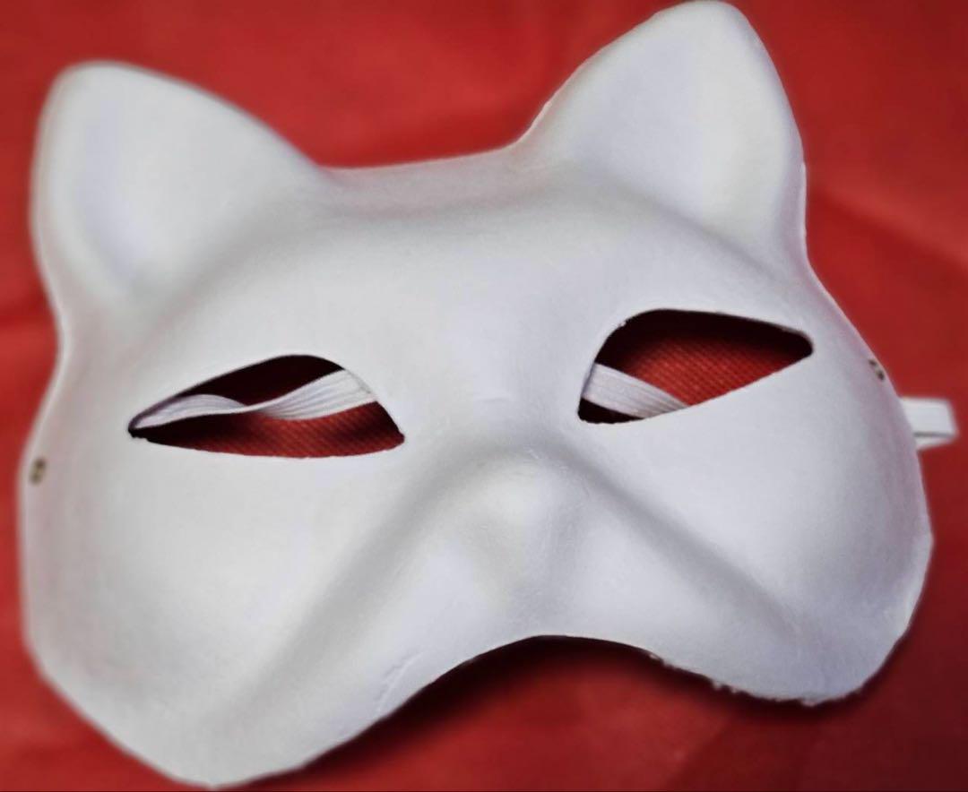 ハロウィン 狐面 猫面 お面 コスプレ ペイント 紙パルプ製 半面 5枚セット